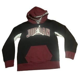 Nike Air Jordan Boys Hoodie Youth 10-12 Years Black Red Pullover Jumpman Logo